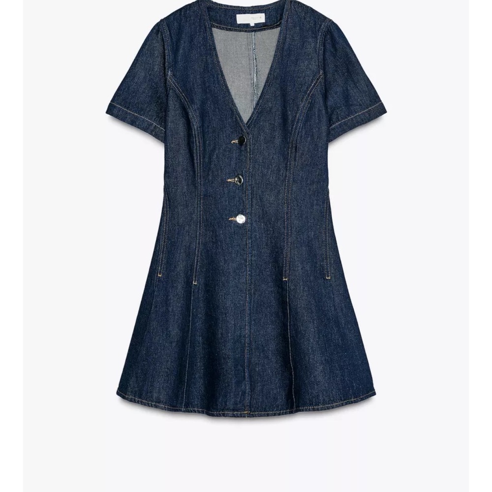 Zara  Denim Button-Down mini Dress v-neck M